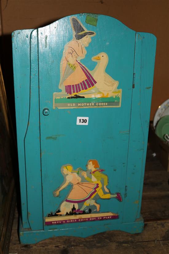 Childs toy cabinet & woolwork picture